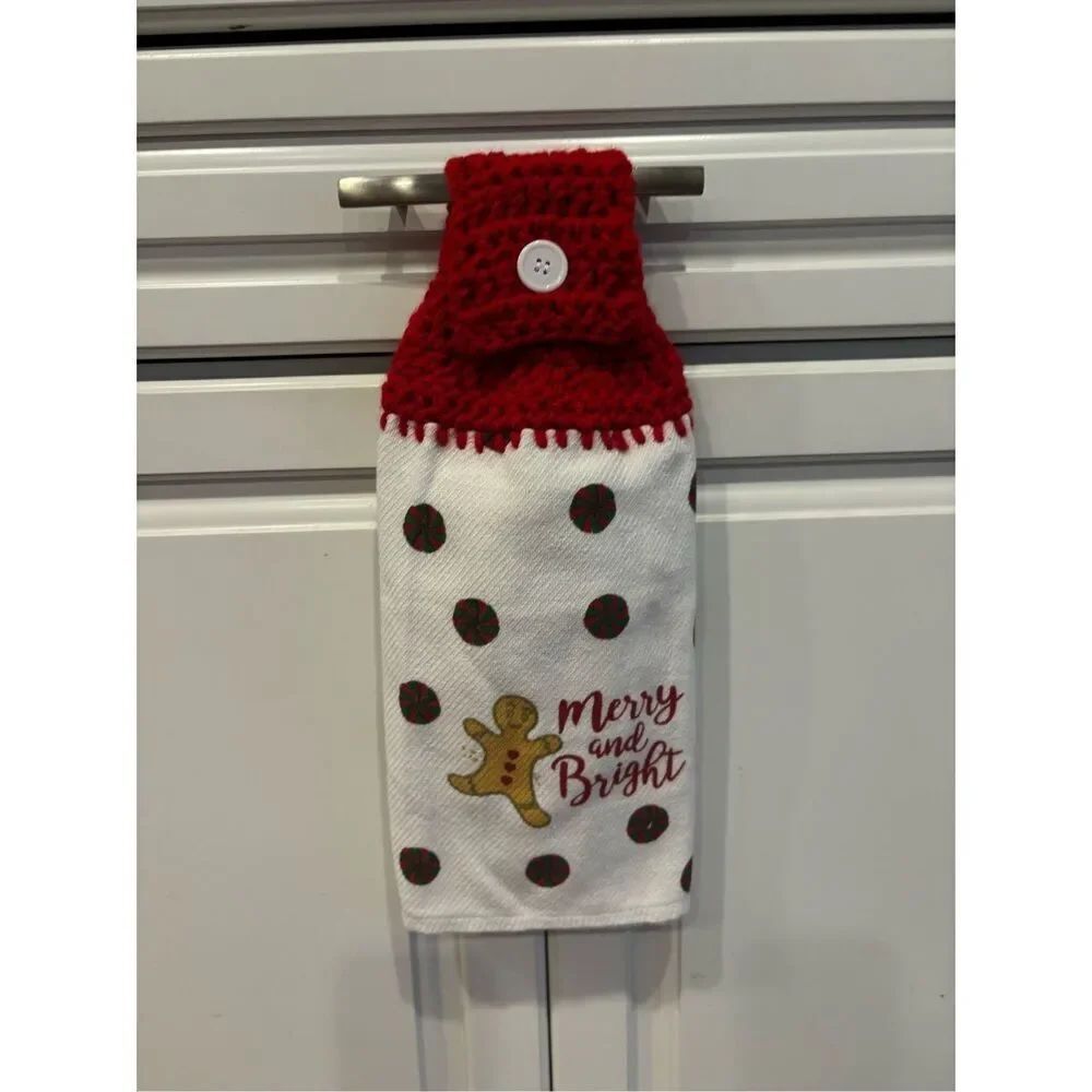 Crochet Top Kitchen Towel-Merry and bright